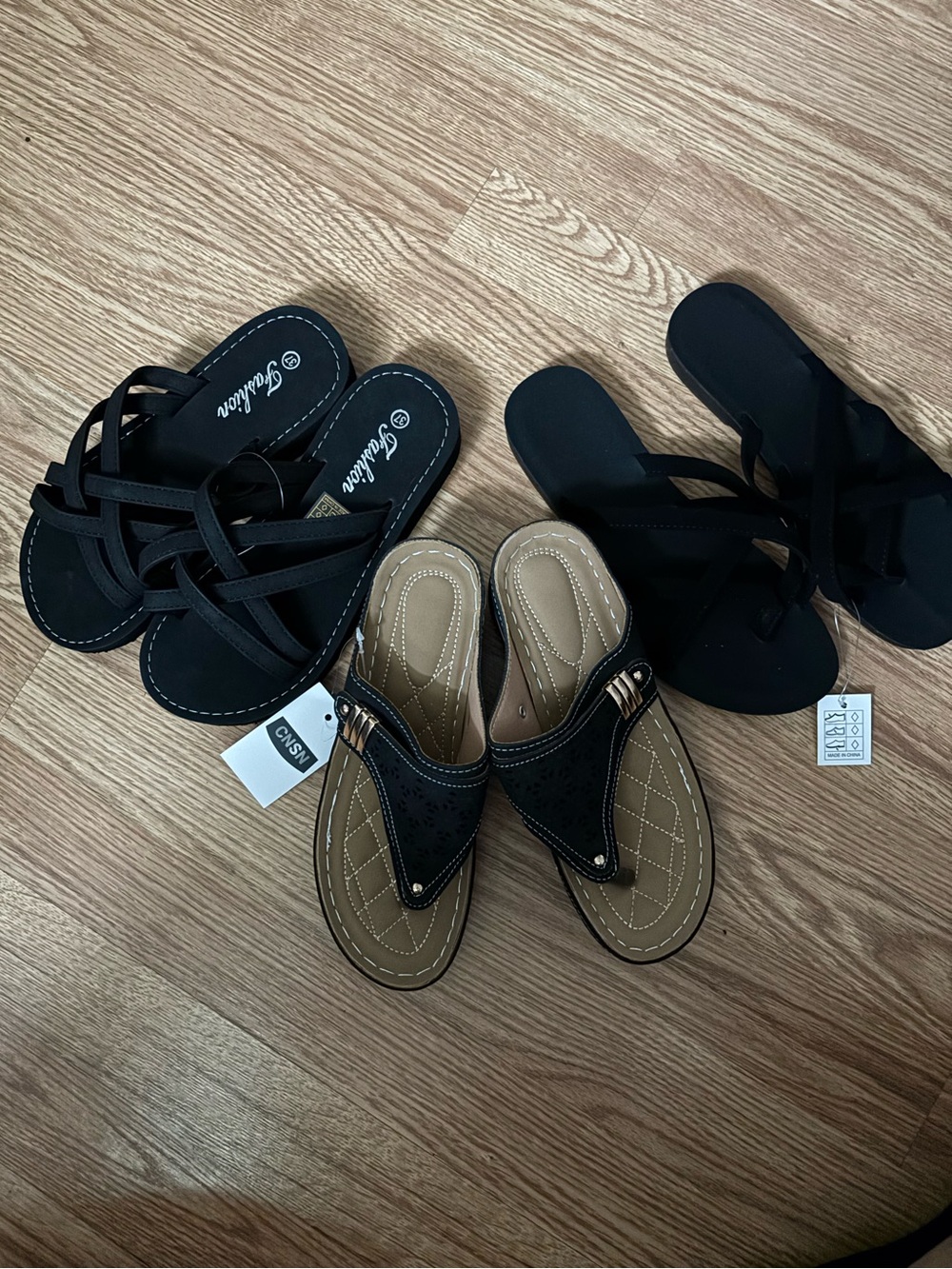 Black Casual Sandals - Three Pairs